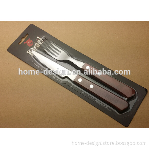 stainless steel steak set/stainless steel steak knife & fork set with blister card
